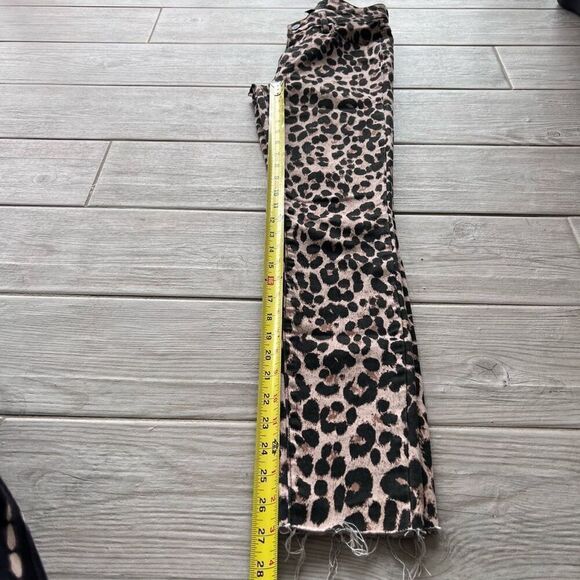 Paige Women's Pink Leopard Print Frayed Hem Skinny Hoxton Ankle Jeans Size 23 - Picture 10 of 11